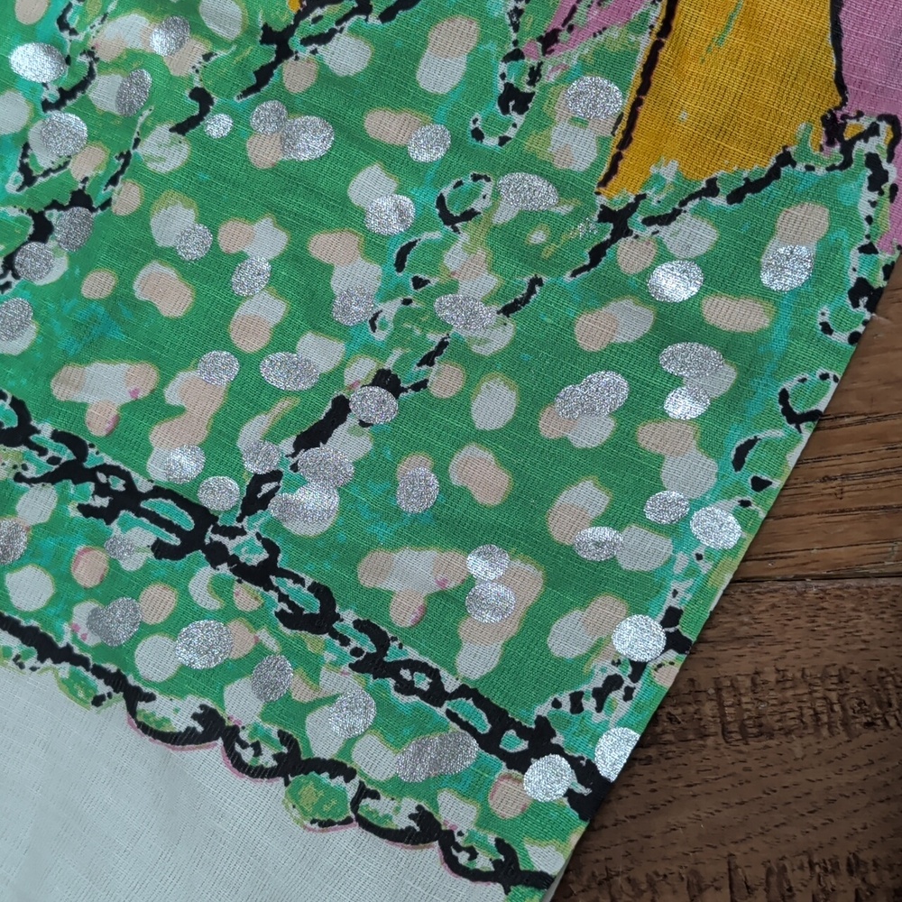 Petrusse Cotton Linen Floral Multicolor Stole Scarf - Picture 8 of 8